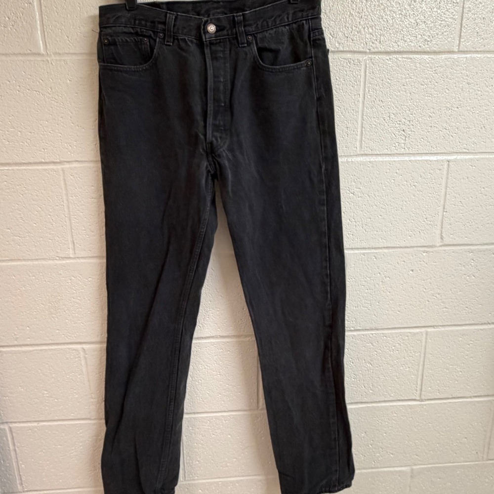 Levi's Mens 501 Original Jeans 34x34 Faded Black Wash Made USA Vintage Denim 90s